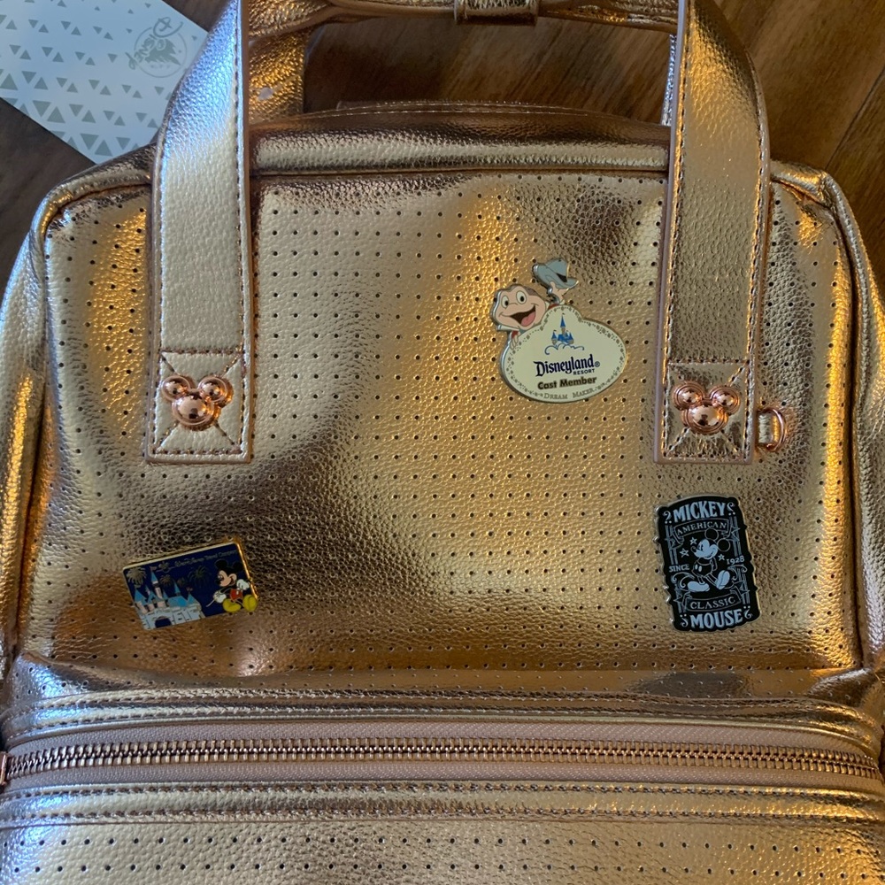 Rose Gold Mickey Mouse Icon Flair Backpack New - Gem